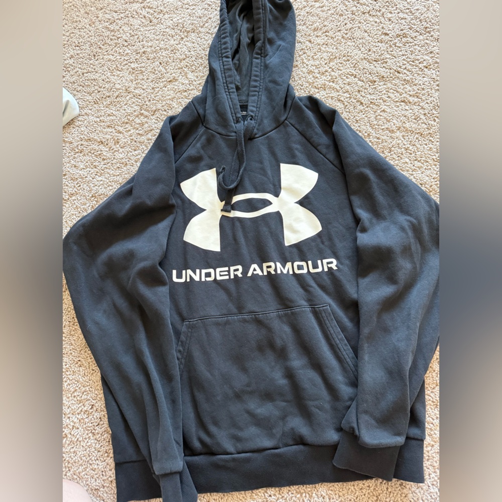 Under Armour Black Pullover Hoodie with White Logo
